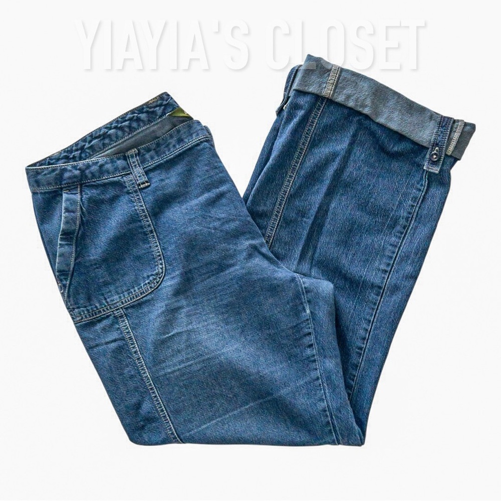 Eddie Bauer Women's 16 Vashon Denim Convertible Button Tab Casual Pants Jeans